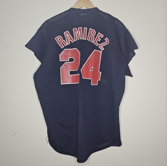 Vintage 1995 Manny Ramirez Indians Mesh Pullover Jersey Size XL Made in USA - Picture 6 of 9
